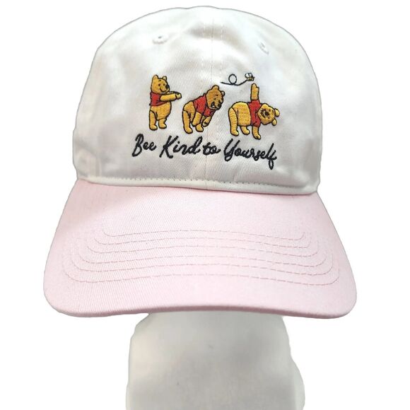Disney Baseball Cap Winnie-the-Pooh Bee Kind To Yourself Pink Cream Adjusts NWT - Picture 1 of 14